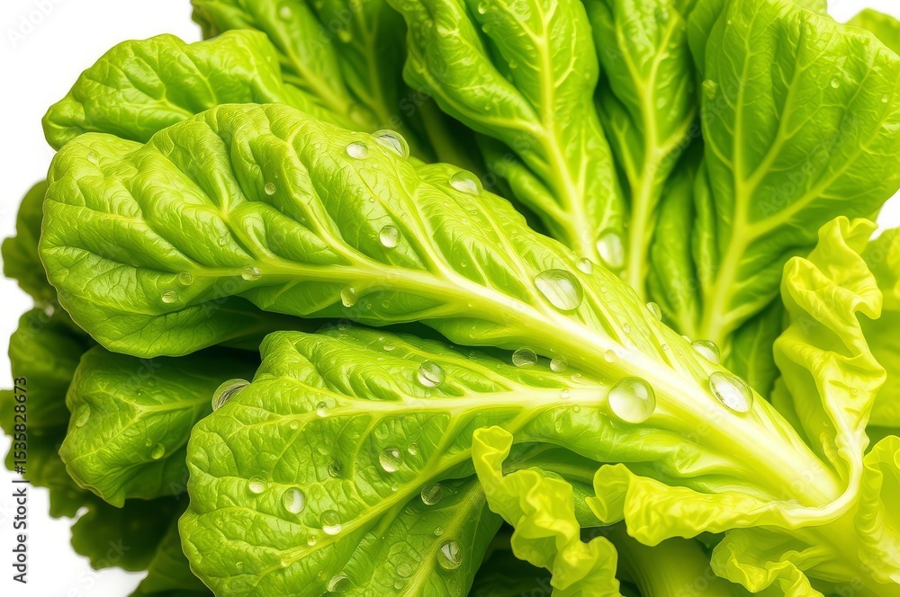 Fototapeta premium Fresh lettuce leaves with dewdrops