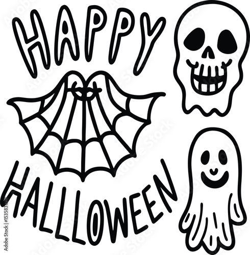 Cartoon Skeletons and Ghosts – Spooky Vector Set
