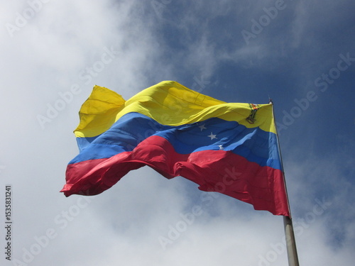 Bandera de Venezuela ondeando al Viento