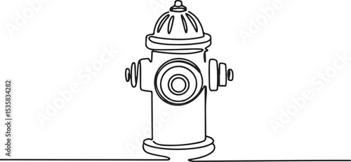 Fire hydrant continuous single line drawing in minimalist style with cylindrical body and domed top outlet

