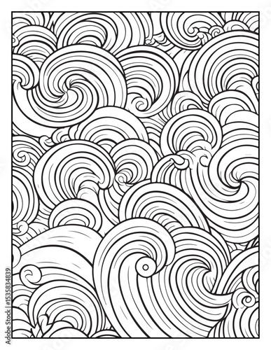 Mindful Patterns Coloring Pages For Adults & Teens,  black and white, line art, illustration, bold and easy coloring page, bold & easy coloring book, stress relief ,coloring book, coloring page