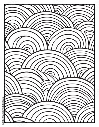Mindful Patterns Coloring Pages For Adults & Teens,  black and white, line art, illustration, bold and easy coloring page, bold & easy coloring book, stress relief ,coloring book, coloring page