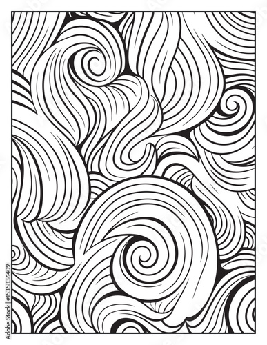 Mindful Patterns Coloring Pages For Adults & Teens,  black and white, line art, illustration, bold and easy coloring page, bold & easy coloring book, stress relief ,coloring book, coloring page