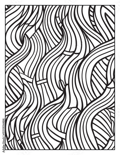 Mindful Patterns Coloring Pages For Adults & Teens,  black and white, line art, illustration, bold and easy coloring page, bold & easy coloring book, stress relief ,coloring book, coloring page