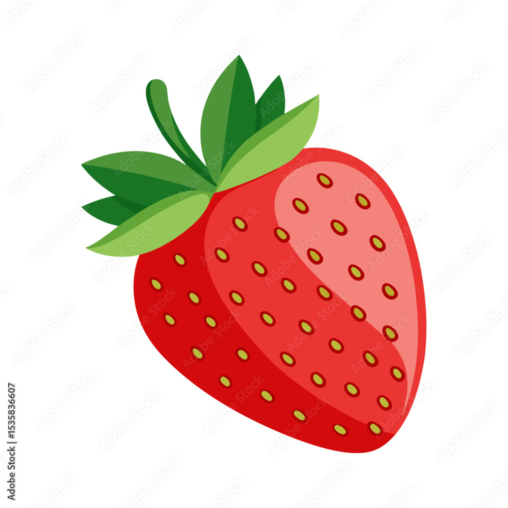 Obraz premium Strawberry 3d illustration vector style with white background
