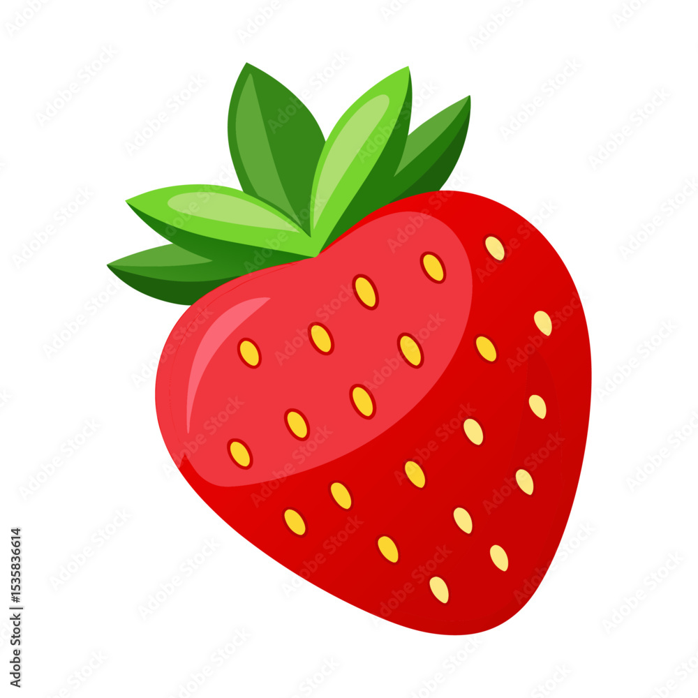 Obraz premium Strawberry 3d illustration vector style with white background