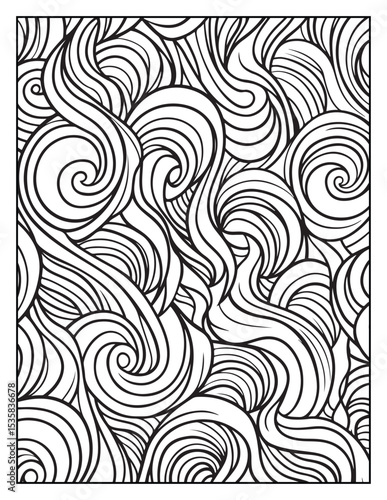 Mindful Patterns Coloring Pages For Adults & Teens,  black and white, line art, illustration, bold and easy coloring page, bold & easy coloring book, stress relief ,coloring book, coloring page