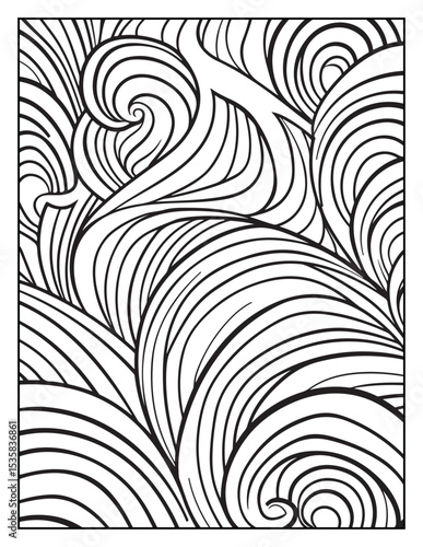 Mindful Patterns Coloring Pages For Adults & Teens,  black and white, line art, illustration, bold and easy coloring page, bold & easy coloring book, stress relief ,coloring book, coloring page