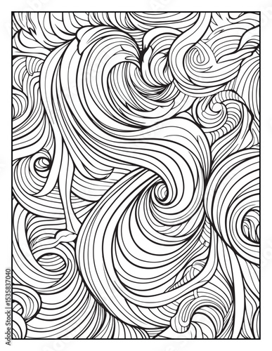 Mindful Patterns Coloring Pages For Adults & Teens,  black and white, line art, illustration, bold and easy coloring page, bold & easy coloring book, stress relief ,coloring book, coloring page