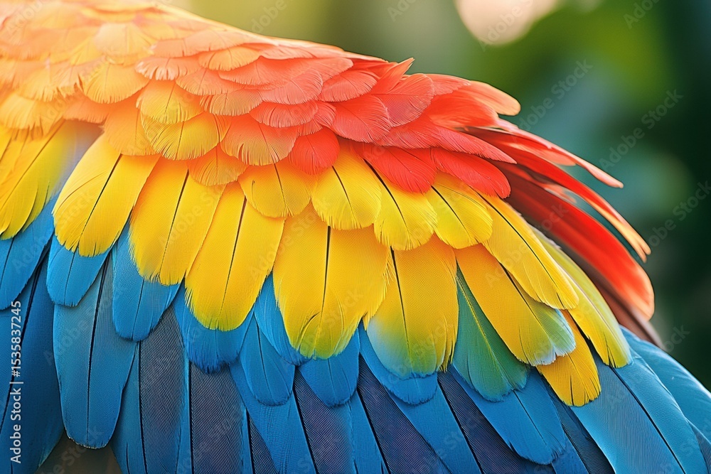 Fototapeta premium Vibrant bird feathers. AI.