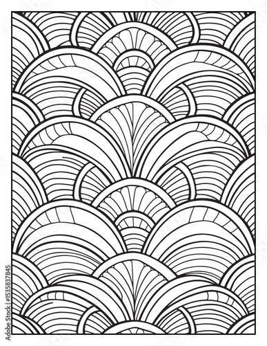 Mindful Patterns Coloring Pages For Adults & Teens,  black and white, line art, illustration, bold and easy coloring page, bold & easy coloring book, stress relief ,coloring book, coloring page