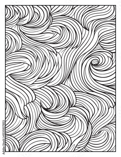 Mindful Patterns Coloring Pages For Adults & Teens,  black and white, line art, illustration, bold and easy coloring page, bold & easy coloring book, stress relief ,coloring book, coloring page
