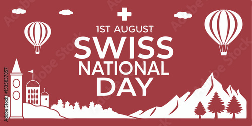 Celebrating Swiss National Day First August With Hot Air Balloons And Scenic Views