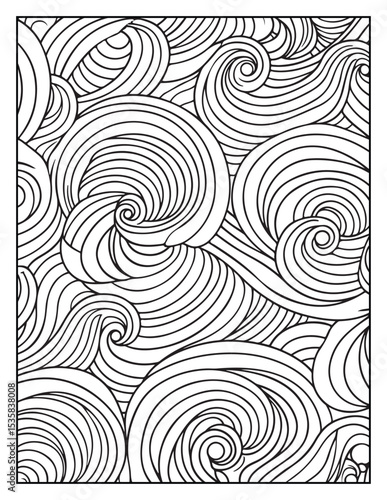 Mindful Patterns Coloring Pages For Adults & Teens,  black and white, line art, illustration, bold and easy coloring page, bold & easy coloring book, stress relief ,coloring book, coloring page