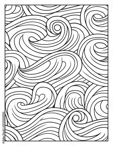 Mindful Patterns Coloring Pages For Adults & Teens,  black and white, line art, illustration, bold and easy coloring page, bold & easy coloring book, stress relief ,coloring book, coloring page