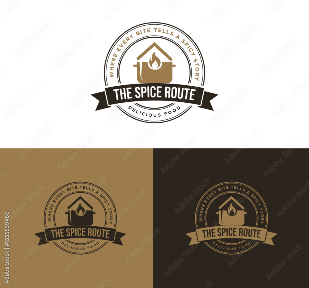 Fototapeta premium Food logo design, vintage label for restaurant, restaurant logo, organic logo, food emblem logo design, food poster for restaurant, cooking and food business, cafe. Vintage