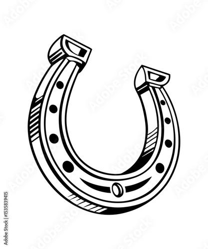 Lucky Charm Horseshoe Vector – Black Silhouette Vector Art on Clean White Background