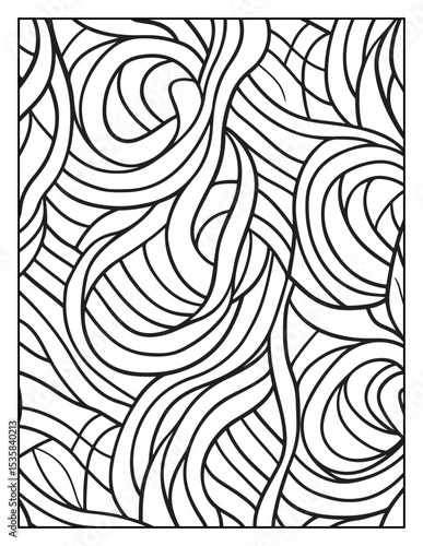 Mindful Patterns Coloring Pages For Adults & Teens,  black and white, line art, illustration, bold and easy coloring page, bold & easy coloring book, stress relief ,coloring book, coloring page