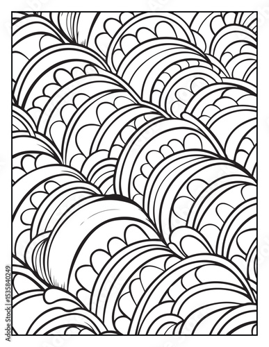 Mindful Patterns Coloring Pages For Adults & Teens,  black and white, line art, illustration, bold and easy coloring page, bold & easy coloring book, stress relief ,coloring book, coloring page