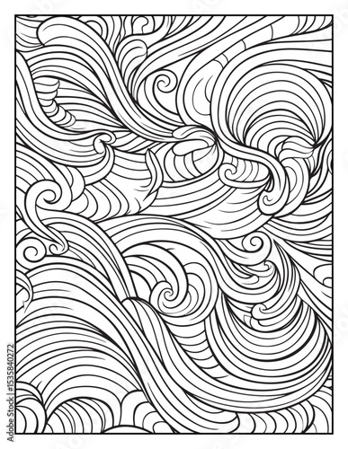Mindful Patterns Coloring Pages For Adults & Teens,  black and white, line art, illustration, bold and easy coloring page, bold & easy coloring book, stress relief ,coloring book, coloring page