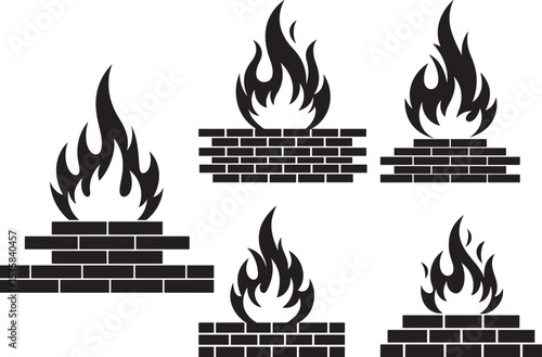 Brick Wall and Fire icon vector illustration