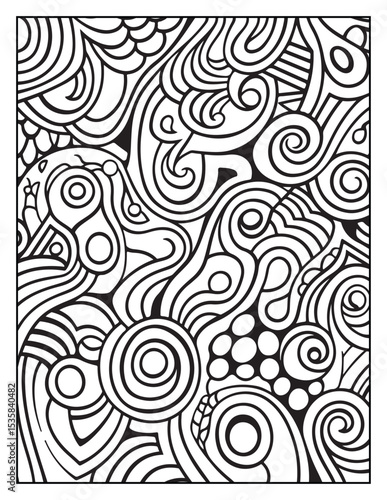 Mindful Patterns Coloring Pages For Adults & Teens,  black and white, line art, illustration, bold and easy coloring page, bold & easy coloring book, stress relief ,coloring book, coloring page