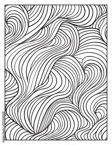 Mindful Patterns Coloring Pages For Adults & Teens,  black and white, line art, illustration, bold and easy coloring page, bold & easy coloring book, stress relief ,coloring book, coloring page