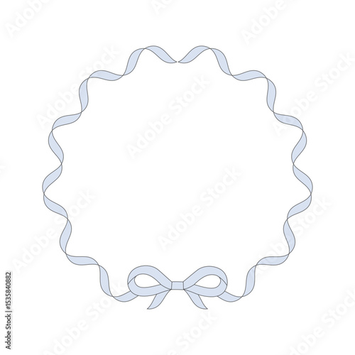 Light blue round ribbon frame with soft curves and a cute bow at the bottom. Perfect for baby boy cards, invitations, gift tags, and gentle decorative designs.

