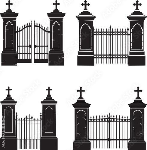 Cemetery Fence Line icon vector illustration
