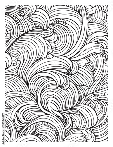Mindful Patterns Coloring Pages For Adults & Teens,  black and white, line art, illustration, bold and easy coloring page, bold & easy coloring book, stress relief ,coloring book, coloring page