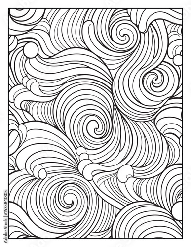 Mindful Patterns Coloring Pages For Adults & Teens,  black and white, line art, illustration, bold and easy coloring page, bold & easy coloring book, stress relief ,coloring book, coloring page