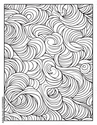 Mindful Patterns Coloring Pages For Adults & Teens,  black and white, line art, illustration, bold and easy coloring page, bold & easy coloring book, stress relief ,coloring book, coloring page