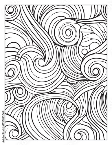 Mindful Patterns Coloring Pages For Adults & Teens,  black and white, line art, illustration, bold and easy coloring page, bold & easy coloring book, stress relief ,coloring book, coloring page