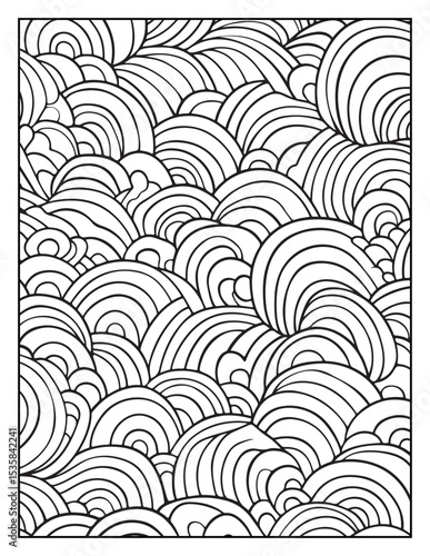 Mindful Patterns Coloring Pages For Adults & Teens,  black and white, line art, illustration, bold and easy coloring page, bold & easy coloring book, stress relief ,coloring book, coloring page