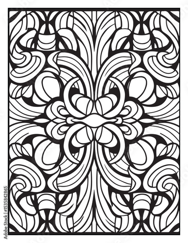 Mindful Patterns Coloring Pages For Adults & Teens,  black and white, line art, illustration, bold and easy coloring page, bold & easy coloring book, stress relief ,coloring book, coloring page