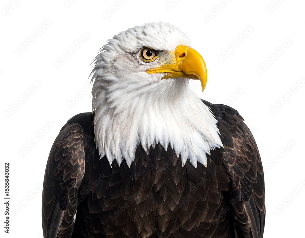 Close-up of an eagle's head and upper body Close-up of an eagle's head and upper body