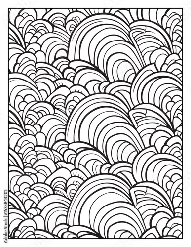 Mindful Patterns Coloring Pages For Adults & Teens,  black and white, line art, illustration, bold and easy coloring page, bold & easy coloring book, stress relief ,coloring book, coloring page