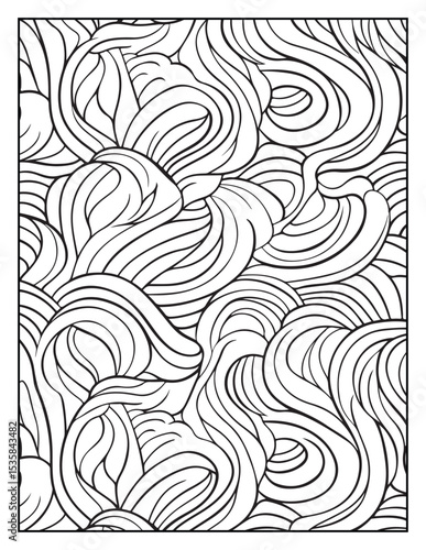 Mindful Patterns Coloring Pages For Adults & Teens,  black and white, line art, illustration, bold and easy coloring page, bold & easy coloring book, stress relief ,coloring book, coloring page