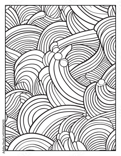 Mindful Patterns Coloring Pages For Adults & Teens,  black and white, line art, illustration, bold and easy coloring page, bold & easy coloring book, stress relief ,coloring book, coloring page