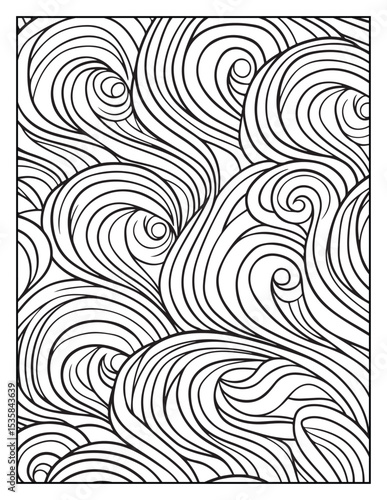 Mindful Patterns Coloring Pages For Adults & Teens,  black and white, line art, illustration, bold and easy coloring page, bold & easy coloring book, stress relief ,coloring book, coloring page