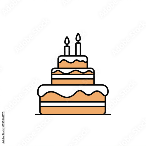 Tiered Birthday Cake with Candles Icon