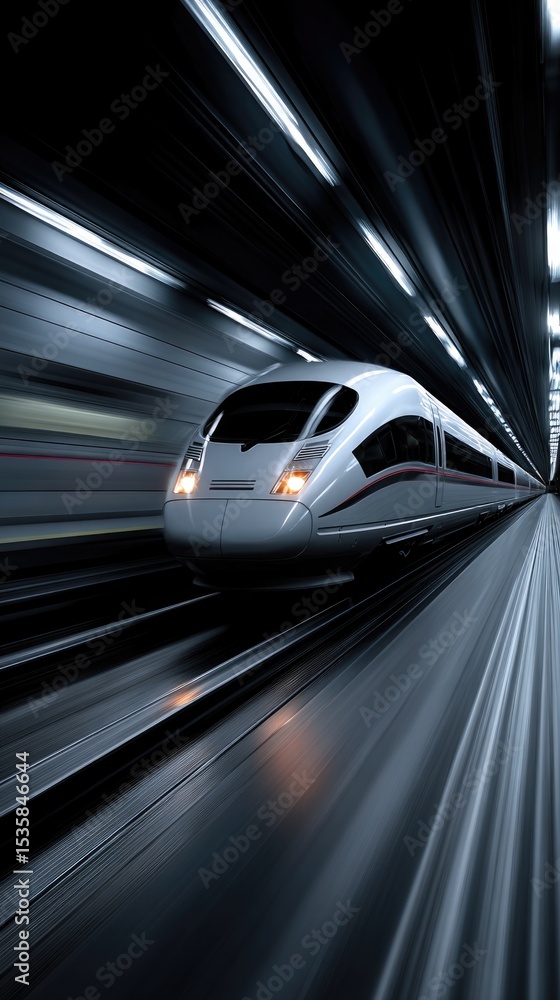Fototapeta premium High-Speed Bullet Train in a Tunnel