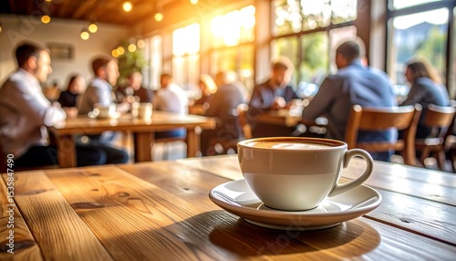 Coffee shop scene, sunny interior