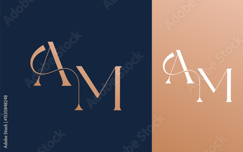 Initial letter AM MA logo design vector illustration for couple, wedding, and business