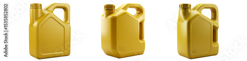 Yellow Plastic Jerrycan on Transparent Background

