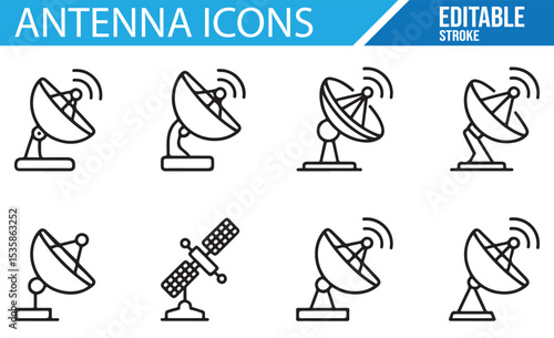 Editable Line Icons of Antennas for Technology Use


