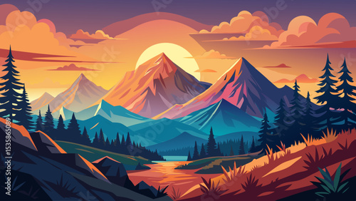 Beautiful summer sunrise in the mountains - Hala Gasienicowa in Poland - Tatras
