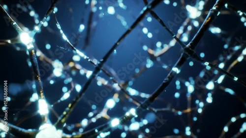 Pulsing neural network web, energetic light animation