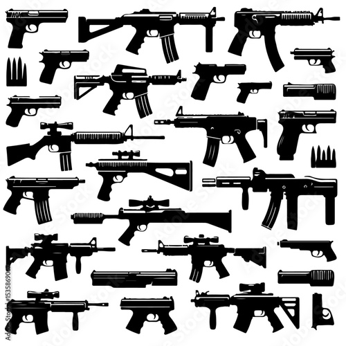 set of guns  silhouette
