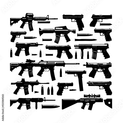 set of guns  silhouette
